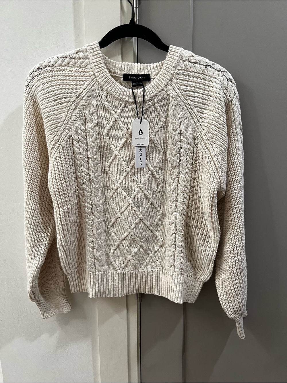 NWT Sanctuary Cream Cable Knit Sweater